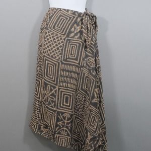Ralph Lauren Silk Tribal Print Wrap Skirt Lined Size Small